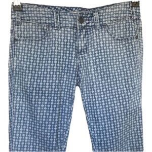 Free People Checkered Pattern Print Zip Up 
Skinny Jeans Size 24